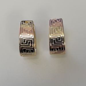 18 k gold plated greek key earrings designer inspired